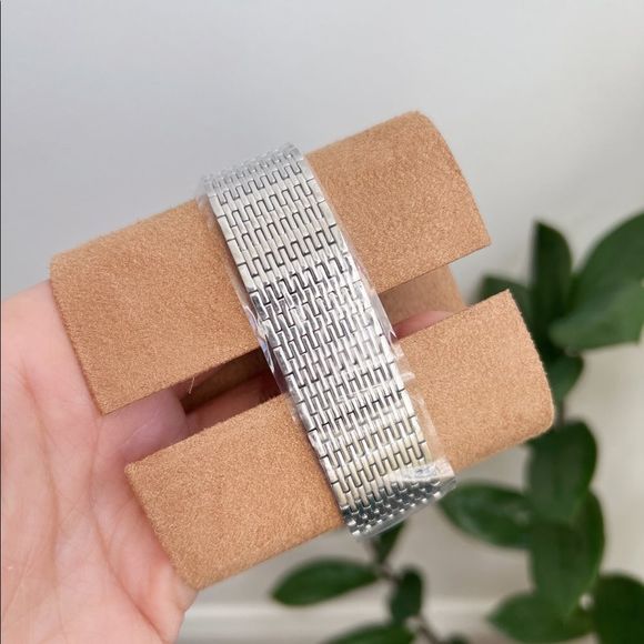 Tory Burch Surrey Silver Tone Stainless Watch Chain Lock Bracelet TBW7101